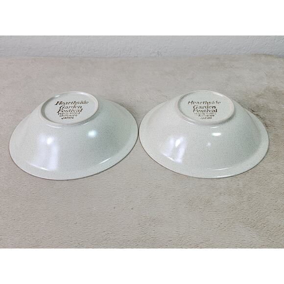 Hearthside Garden Festival Cereal Fruit Bowl 6 3/4" Stoneware 80s Japan x2 - Picture 9 of 11